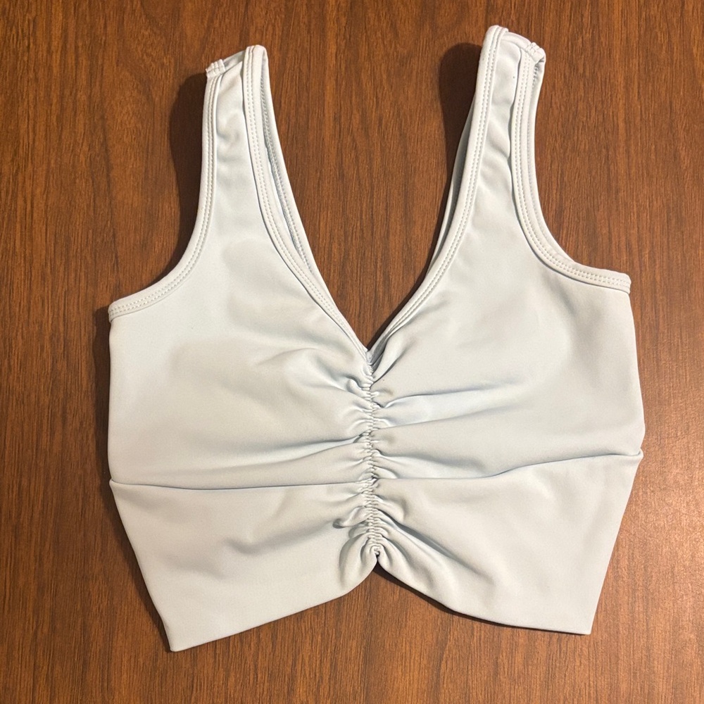 Light Blue Ruched Crop Top